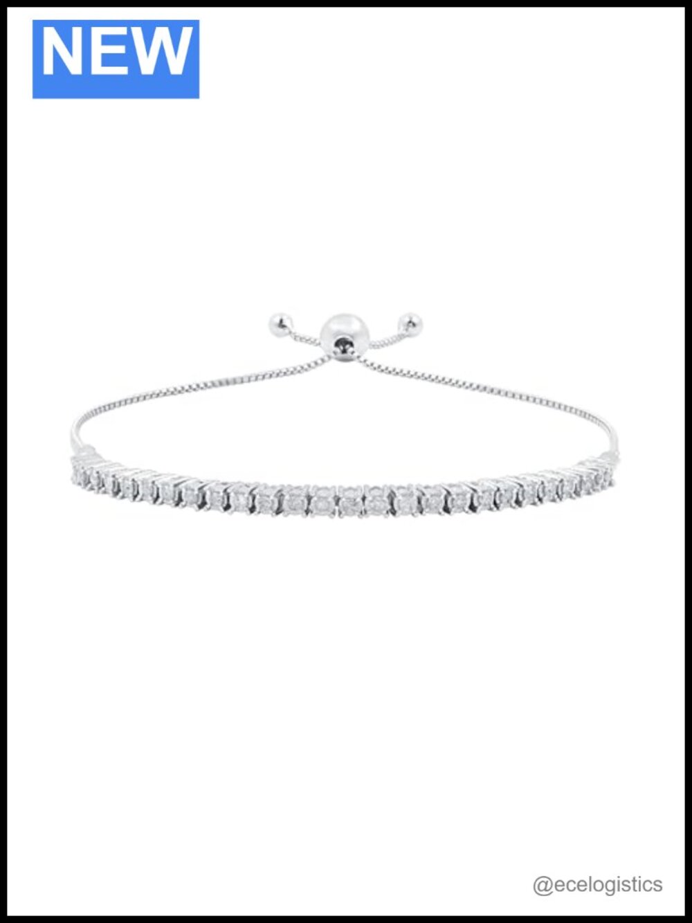 Natural Diamond Bolo Bracelet in Sterling Silver 1/2 ct Adjustable